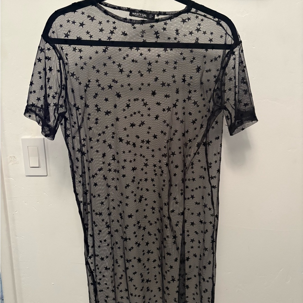 Nasty Gal Black Starry Mesh Top